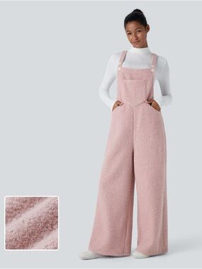 HALARA Blush Pink Plush Wide-Leg Jumpsuit